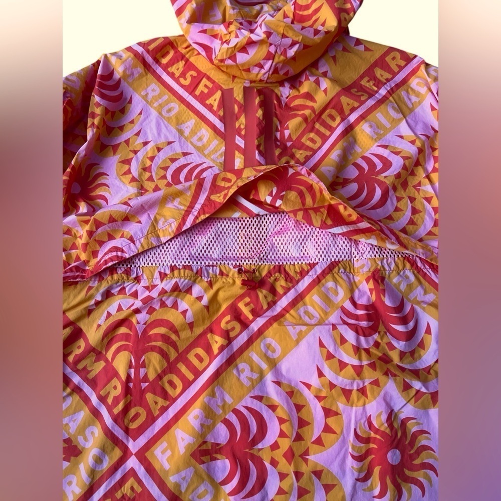 FARM RIO X ADIDAS LONG JACKET WINBREAKER TROPICAL TRENCH SOCCER TRAINING COAT - Picture 9 of 13